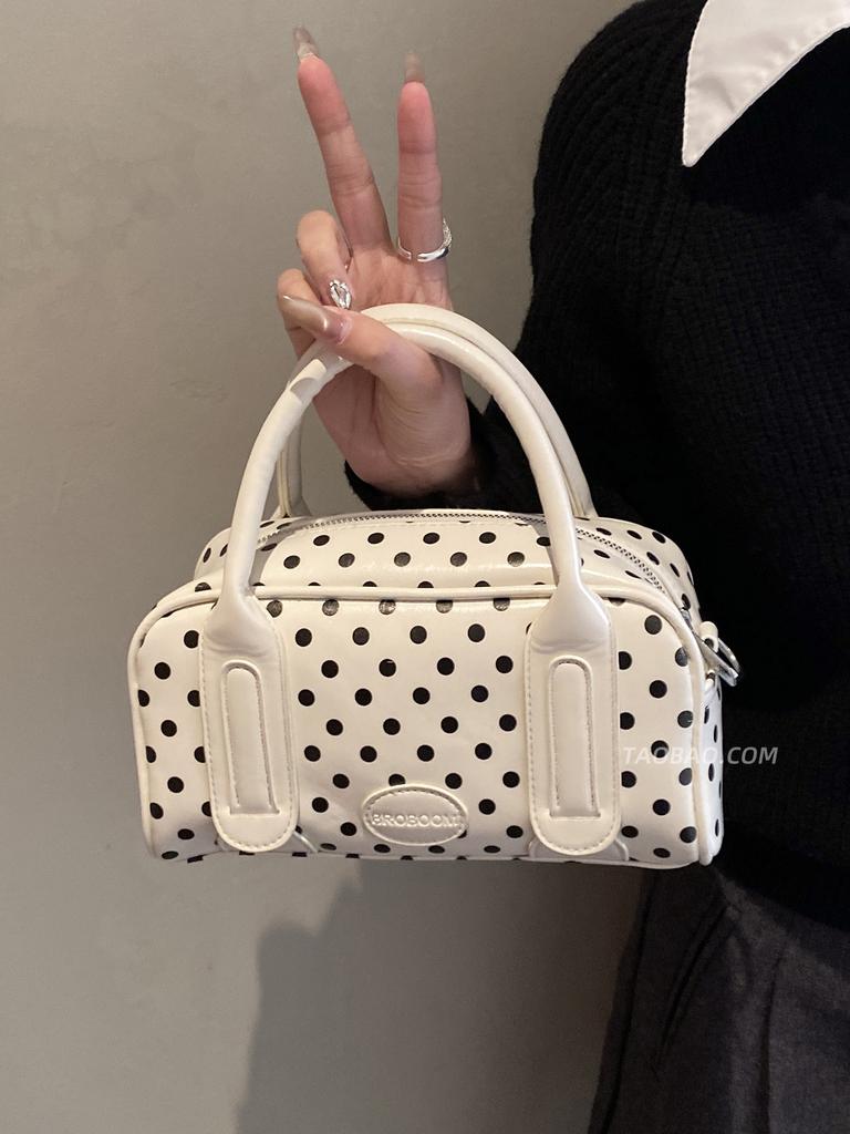 Women's Polka Dot Handbags 2026 New Commuting Patchwork Crossbody Bags Korean Style Cute Zipper Female Shoulder Bags