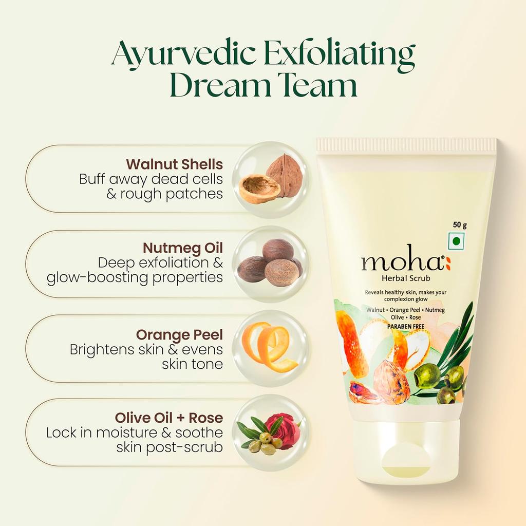 MOHA Walnuss Gesichtspeeling Sanftes Peeling für strahlende Haut Tiefenreinigung Glatte Textur 50 g Packung mit 1