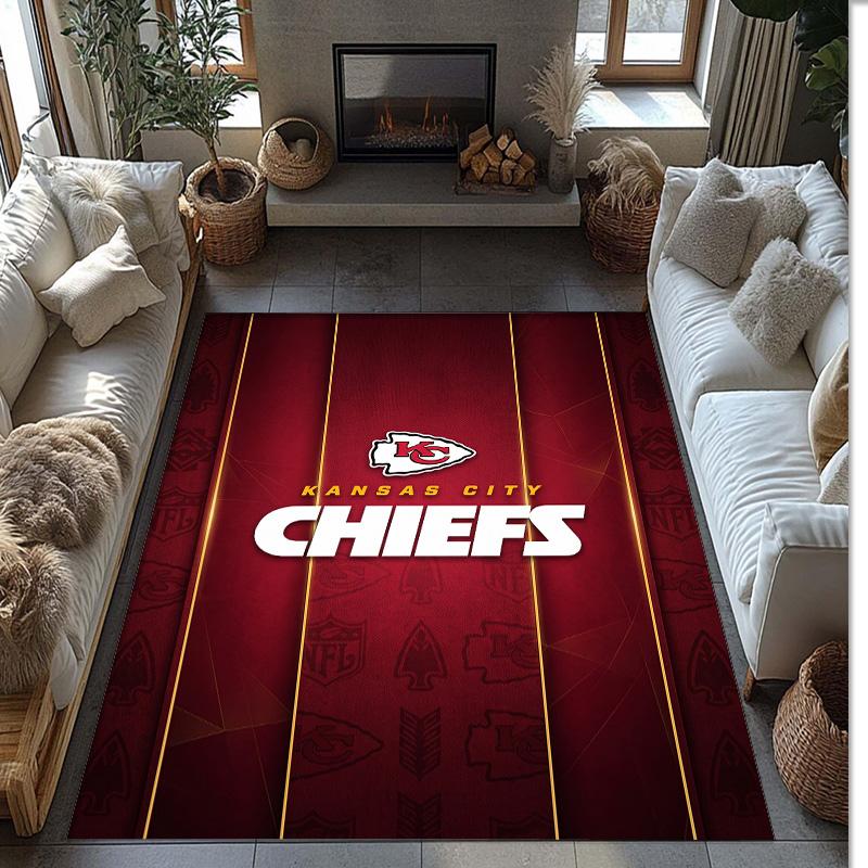 Tappeto in Velluto di Cristallo Kansas City Chiefs Morbido Anti?Tappetino Antiscivolo Comodo per Casa Soggiorno Camera da Letto Tappeto Decorativo