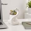 Minimalist Desktop Succulents Pot White Snake Planter, Decorative Resin Plant Pot, Modern Design Stain-resistant Flower Container for Cacti