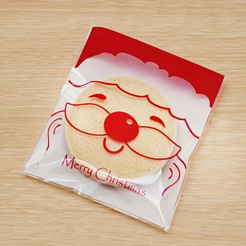 100pcs Christmas Handle Bag for Candy Chocolate Cookie Nougat Biscuit Xmas Packing Gift