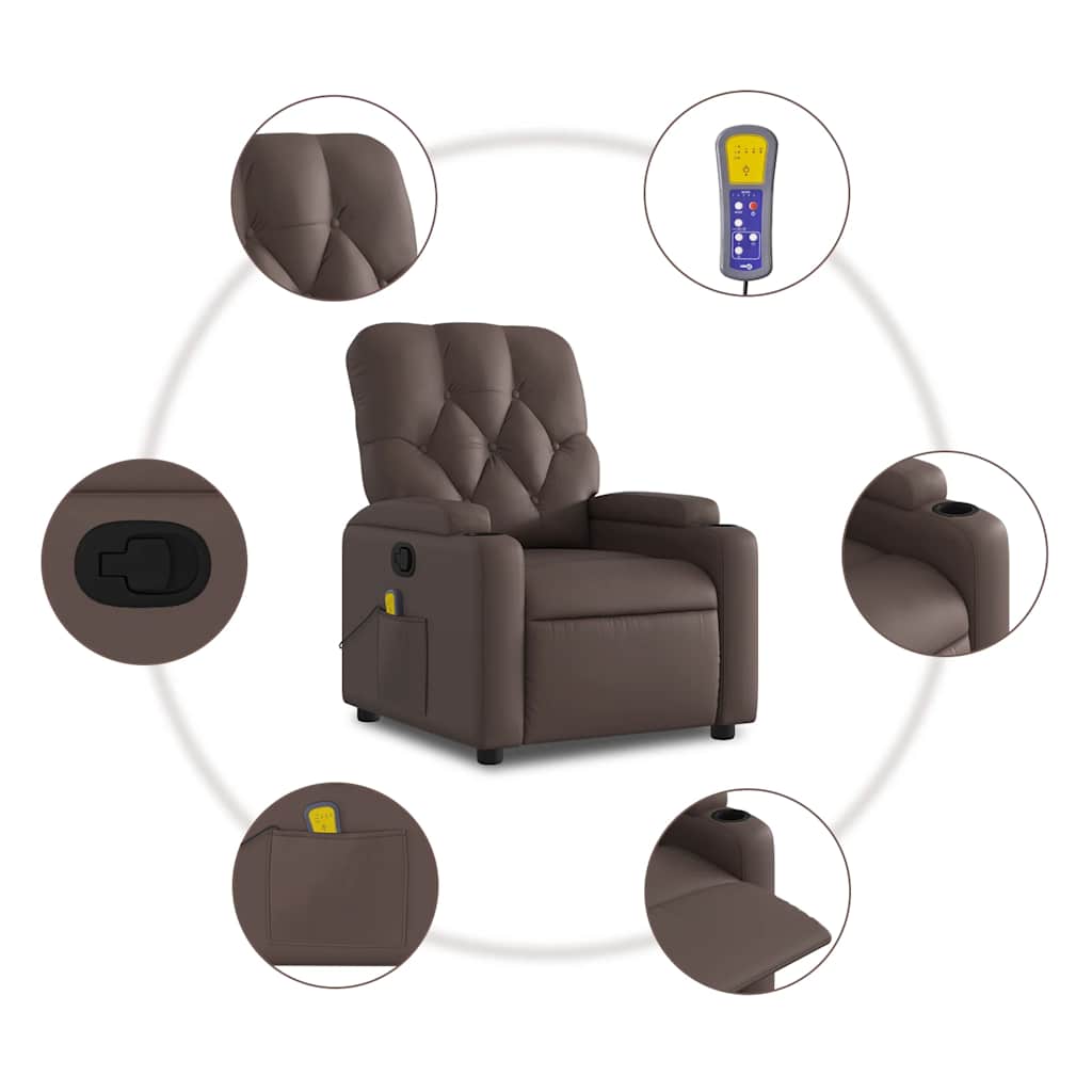 Massage Chair Brown Faux Leather