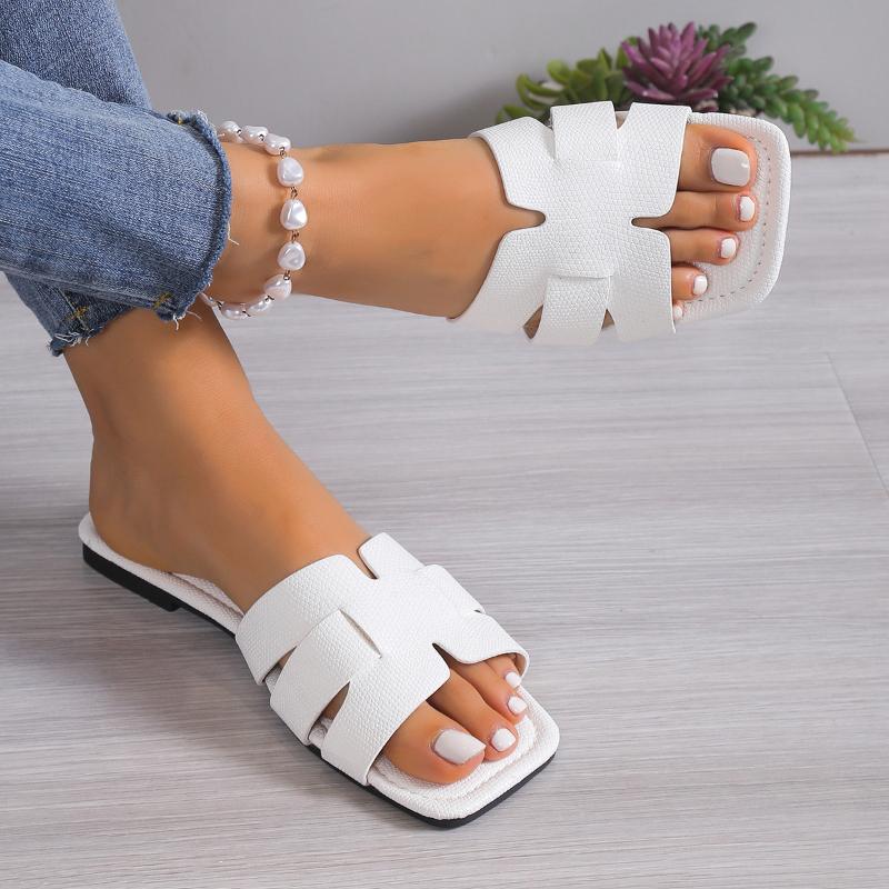 new Summer Outdoor Comfortable Plus Size Sandals Ladies Open Toe Flat Slippers Woman Square casual Beach Woman slippers