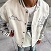Unisex Streetwear Baseball Jacket Casual Oversized Bomber With Letter Embroidery Color Block Design