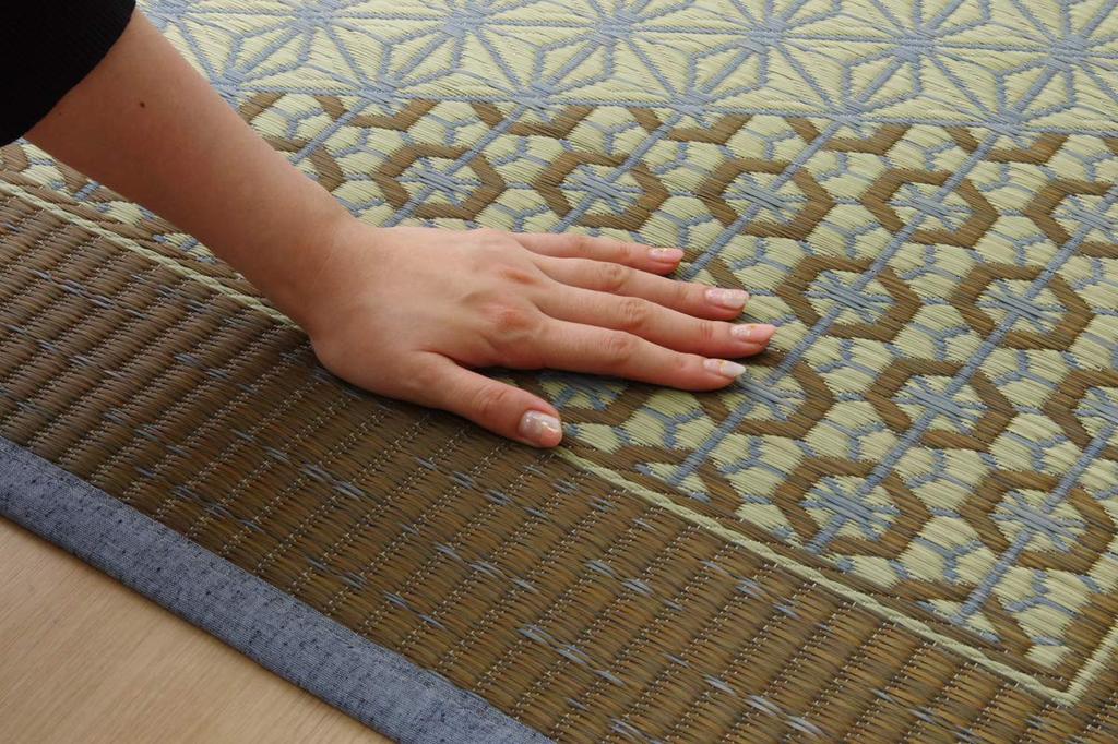 IKEHIKO Rush Grass Rug/Carpet, DX Kumiko Pattern, Approx. 95 X 150cm, Gray, Made In Japan, Non-Woven Backing #1715350