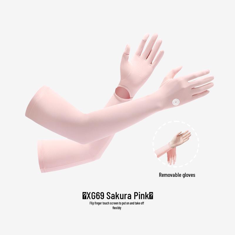Women's Summer Fingerless Sun Protection Gloves for Cycling & Driving - Anti-Slip, Breathable, Ice Silk Long Sleeves XG49