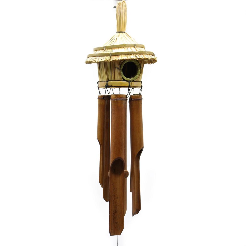 Bird Box Round Seagrass With Chimes 45x17cm