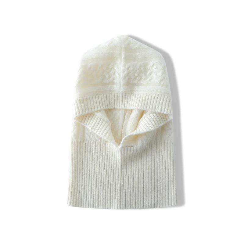 Cashmere Autumn and Winter New Women's High End Solid Color Twisted Head Protector Knitted Outdoor Warm Scarf and Baotou Hat