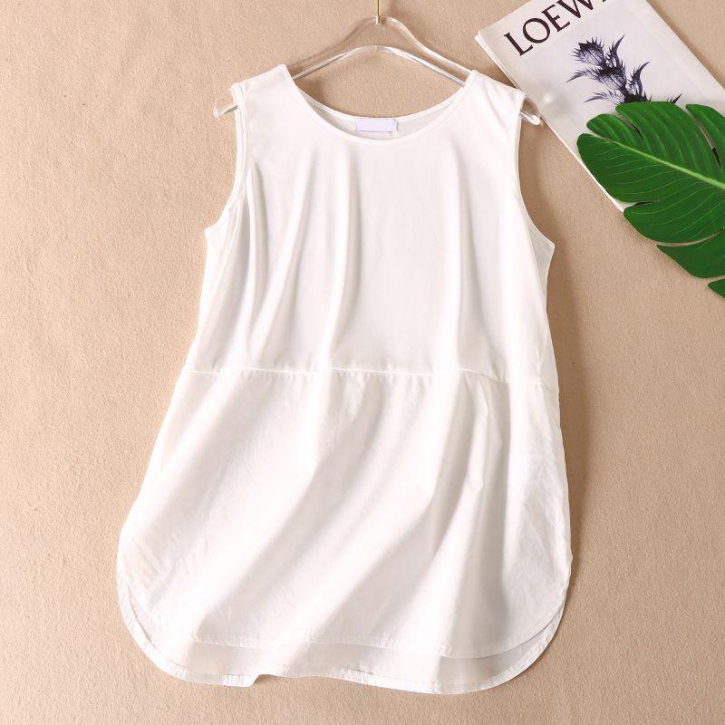 

Экспорт ~ Универсальный женский летний пуловер без рукавов в стиле пэчворк средней длины, жилет, свободный крой, боковые разрезы, платье-топ на завязках Wd288 White M