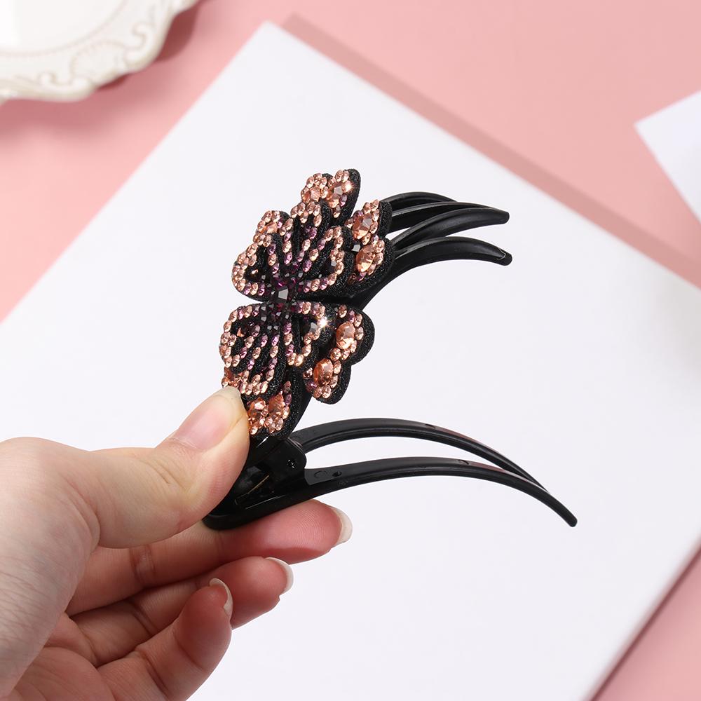 Headwear Flexible Rhinestone Hair Clip Wedding Dovetail Clips Duckbill Hairgrip Crystal Flower