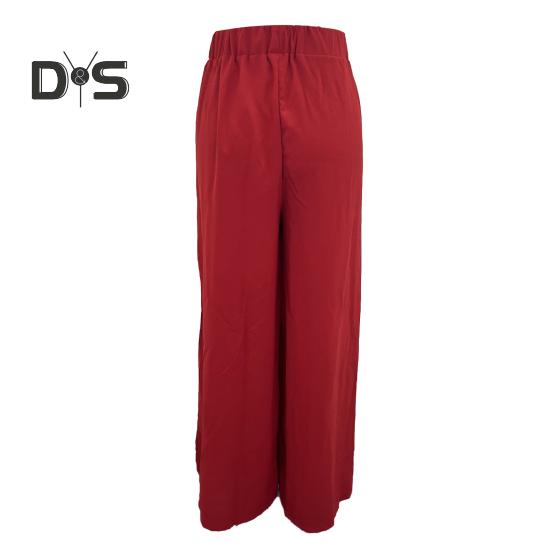 Damenhose, Übergröße, weites Bein, elastische Taille, Freizeithose, lockere Passform, einfarbig, dünne lange Hose für den Alltag