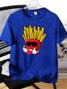 Unisexs Crew Neck Tee Cool Cartoon French Fries Wearing Sunglasses Graphic Soft Lightweight Male Casual Daily Short Sleeve Wear Top