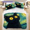 Set Copripiumino Trapuntato con Motivo Gatto Nero Federa Decorazione per la Casa Regalo di Compleanno (1 * copripiumino + 2 * federa, senza nucleo)