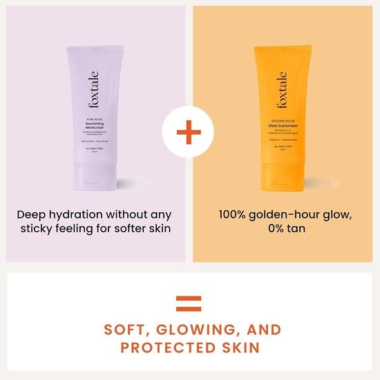 Foxtale Healthy Glow Combo for Soft and a Healthy Golden Glow with Nourishing Moisturizer - 50 Ml and Glow Sunscreen - 50 Ml, Men & Women