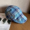 Grid Clashing Color Summer Breathable Cotton Blended Beret Hat Fashion Women