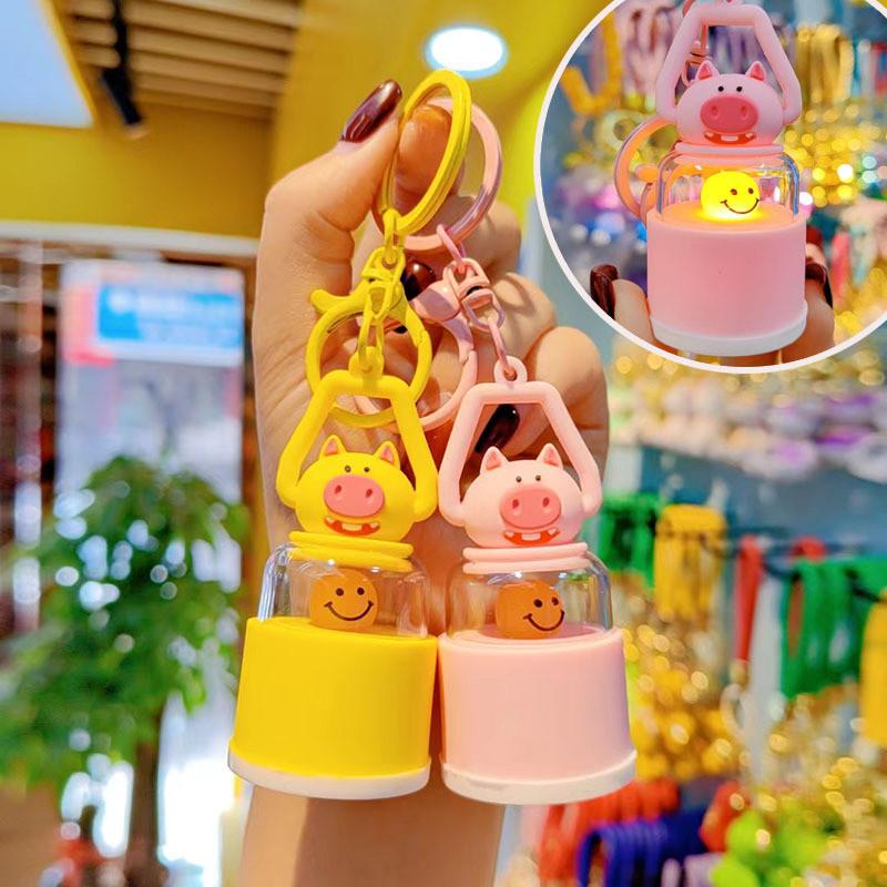 Cartoon Fluorescent Pig Keychain Bag Mobile Phone Pendant Accessories Gift Toy