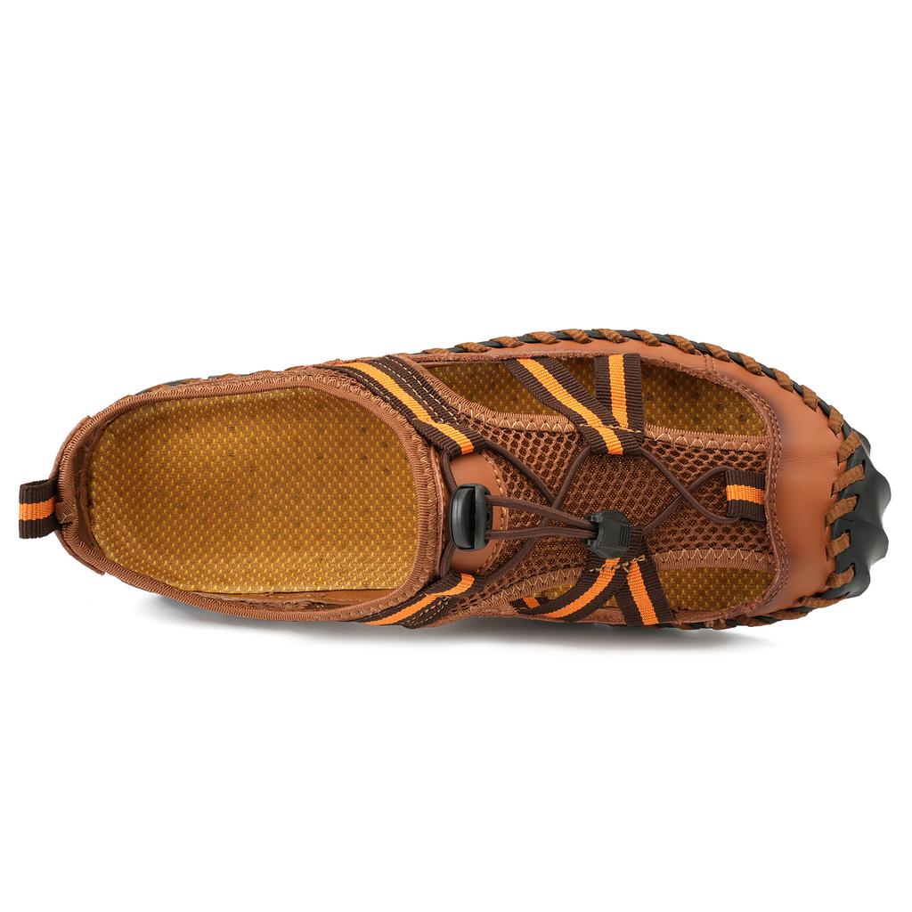 Summer Men's Leather Beach Sandals Handmade Mens Closed Toe Sandals Mens Leather Sandals