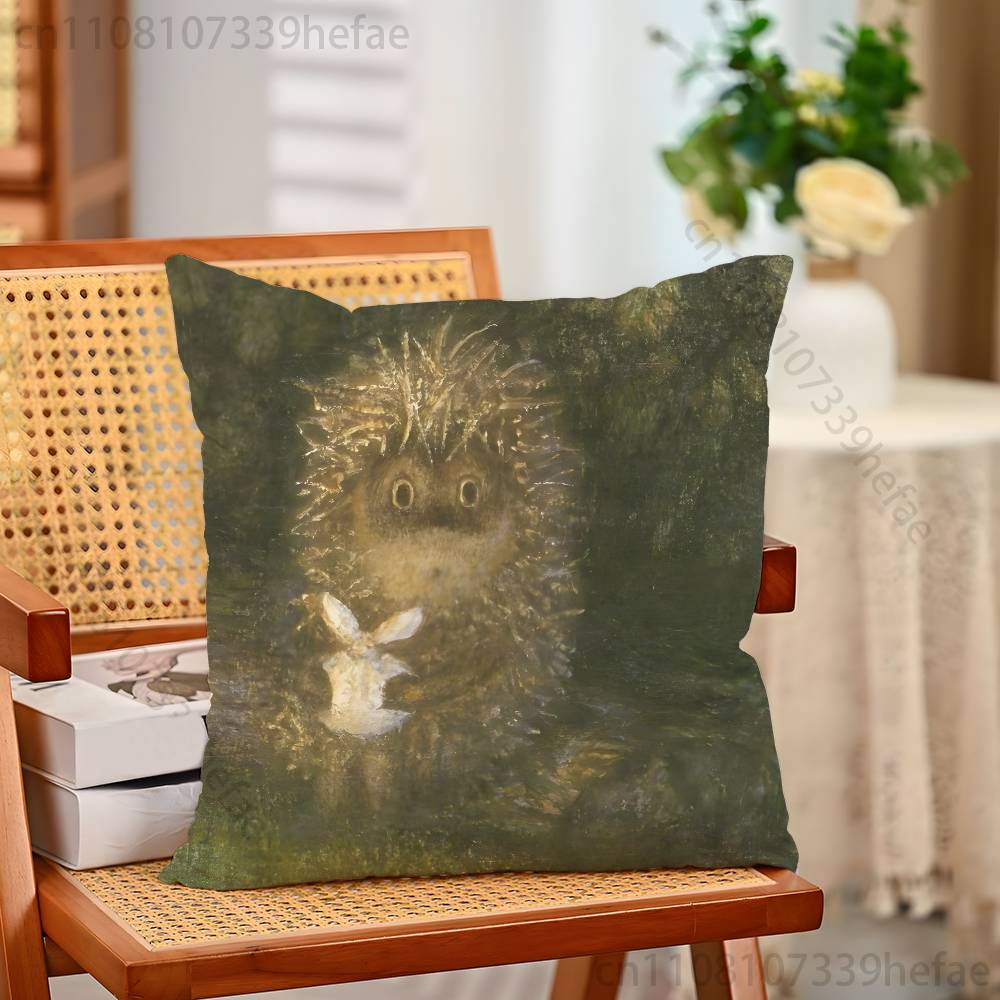 Retro Vintage Hedgehog Print Polyester Pillow Case for Valentine gift Home Sofa Cushion Cover Decoration Custom
