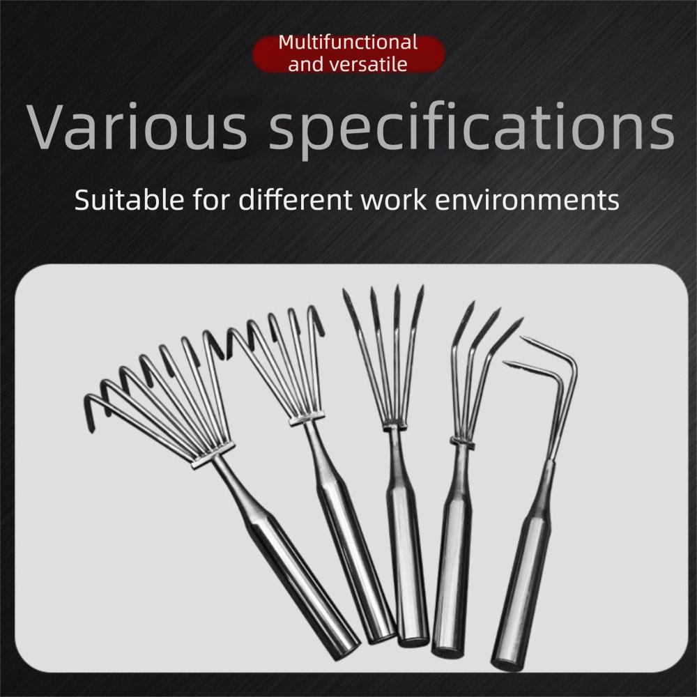Stainless Steel Garden Hand Rake Manual Weeding Removal Puller Small Leaf Rakes Loosening Soil