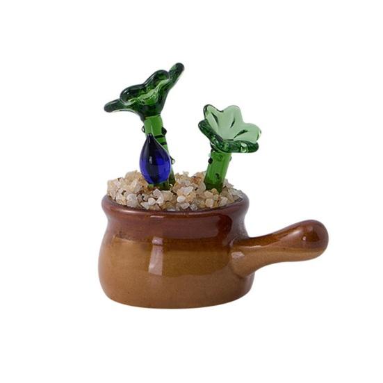 

Миниатюрная стеклянная фигурка цветка Ручная выдувка Мини-украшения-цветы со стеблем для декора мини-вазы Поделки своими руками Подарки на День матери, День рождения синий