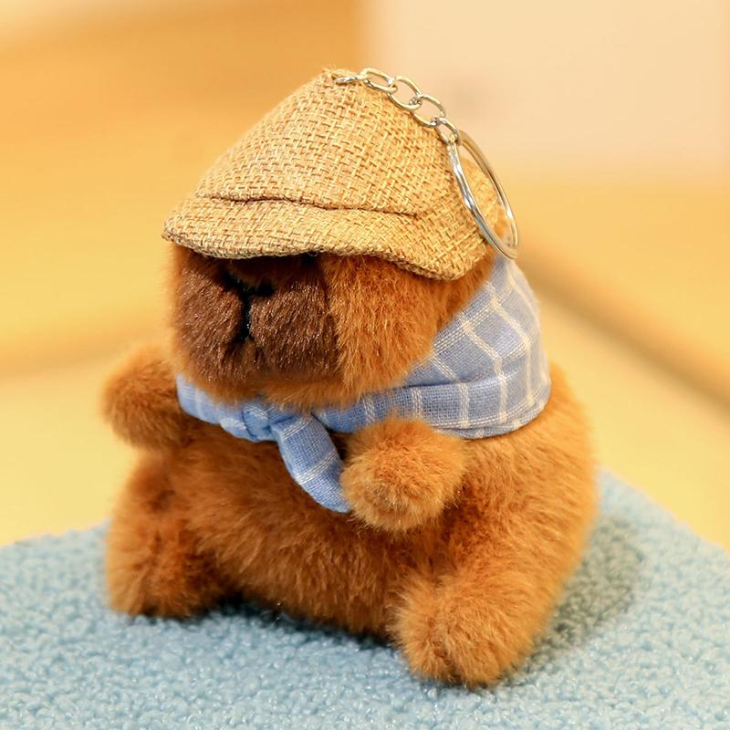 

1Pc 12Cm Cute Grass Hat Plush Capybara Keychain Toy Cartoon Capybara Fluffty Animal Doll Plush Pendant Bag Accessories