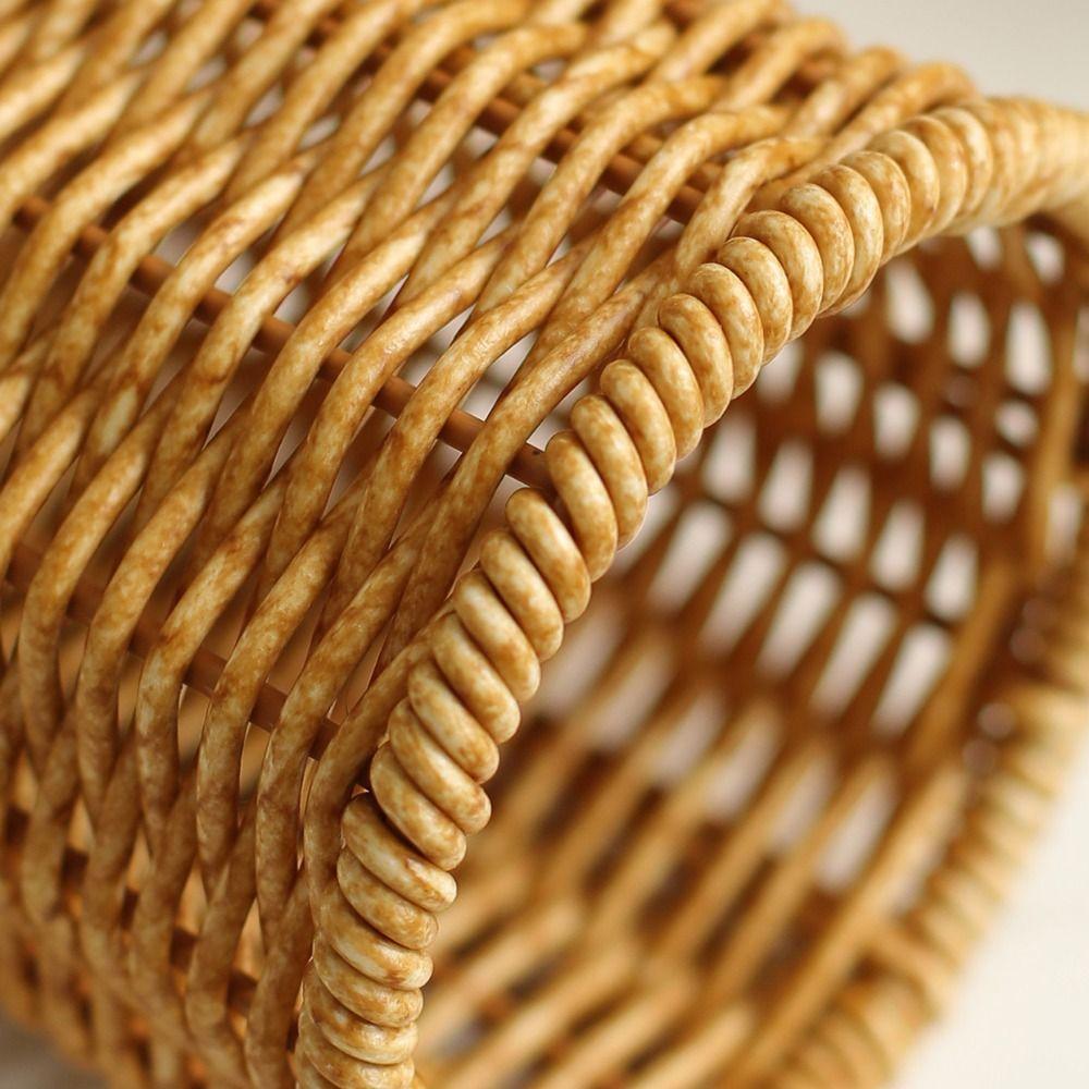 Rustic Style Imitation Rattan Storage Bucket Large Capacity Fork Chopsticks Rack Kitchen Supplies