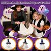 Whimsical Witch Hat Pumpkin Doll Hand Knitted Halloween Ghost Ornament, Crochet Plush with Adorable Holiday Party Favor Encouragement Card,