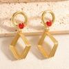 European and American Geometric Rhombus Zircon Earrings Women's Light Luxury Temperament High-end Women's Stud Earrings and Ear Jewelry