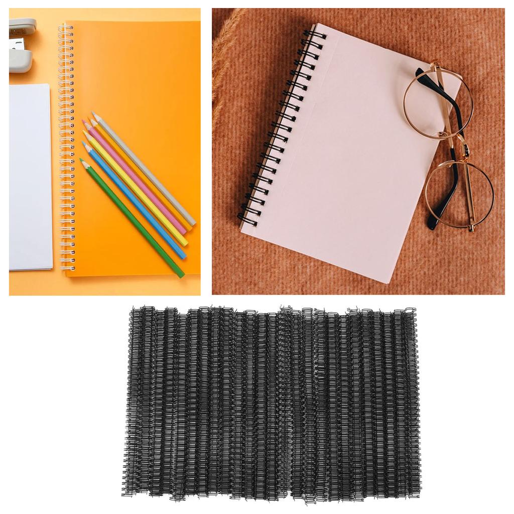 100Pcs Double   Wire Binding Spine 60 Sheet Capacity 3:1 Pitch 34   9.5mm Diameter Set Kit for   Paper
