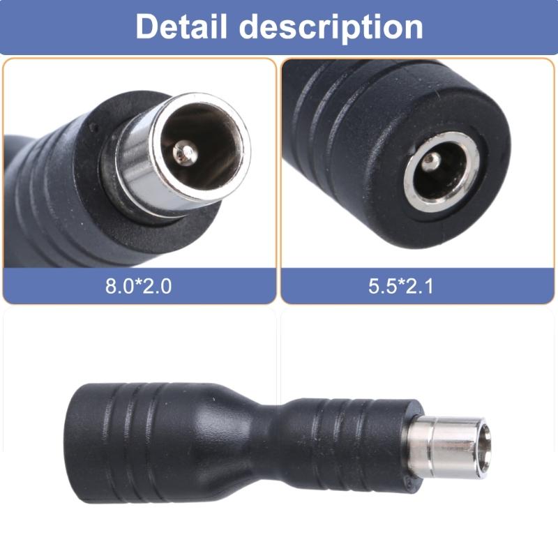 Power Plug Adapter 8x2mm Male to 5.5mmx2.1mm Female Connectors Transfer Converter Adapter for Photography Equipment