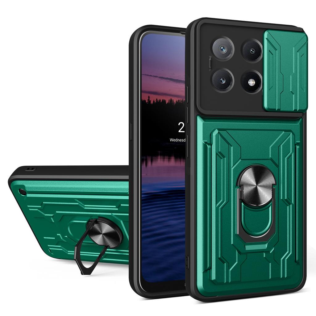 For Xiaomi Redmi K70E 5G/Poco X6 Pro 5G Case PC+TPU Kickstand Phone Back Cover with Camera Slider