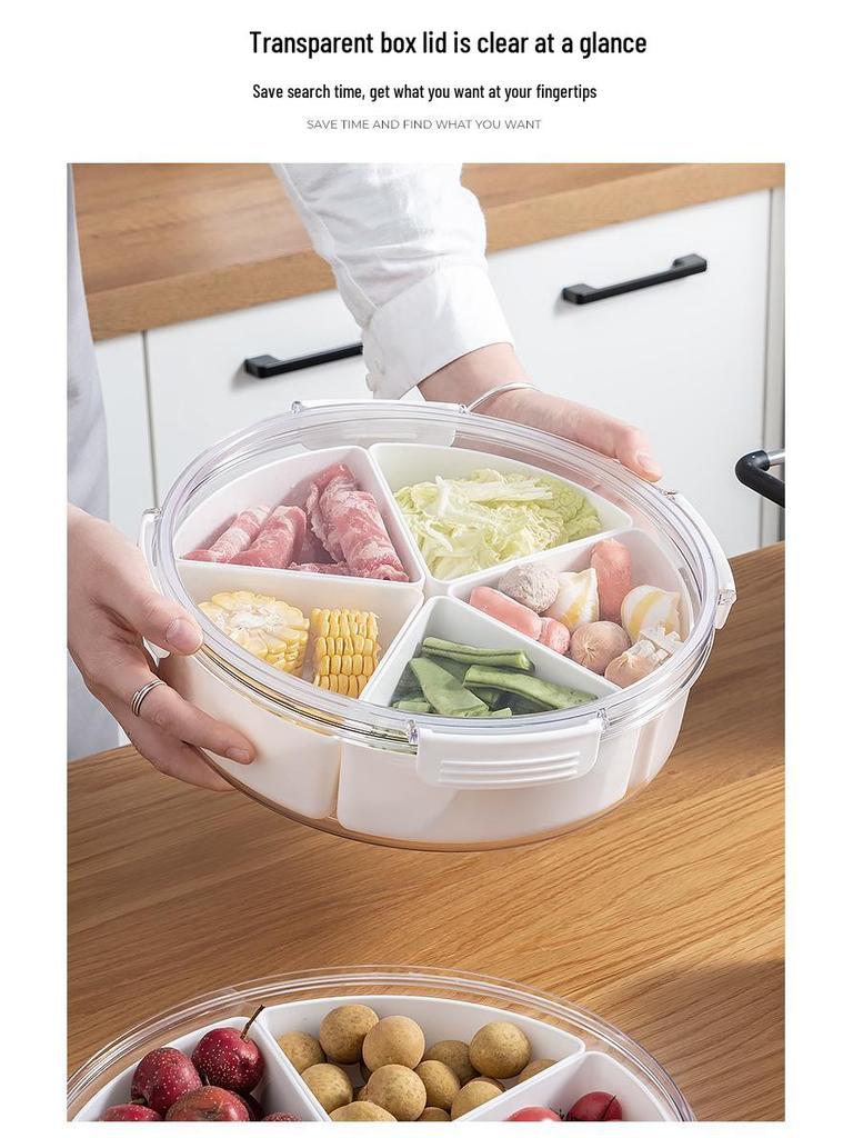 Luxe Fruit and Snack Storage Plate with Lid – Divided Sections for Fruits & Dried Snacks