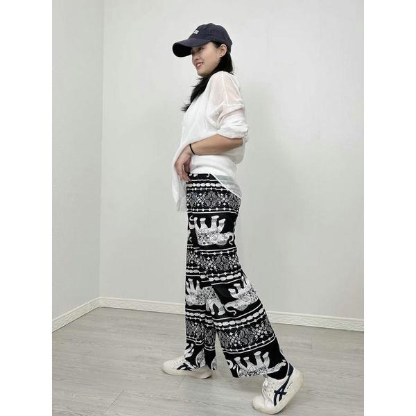 Elephant Pants Men Women Unisex elastic waist Summer Beach Thailand Thin Straight Trousers Casual Streetwear Clothing Fashion