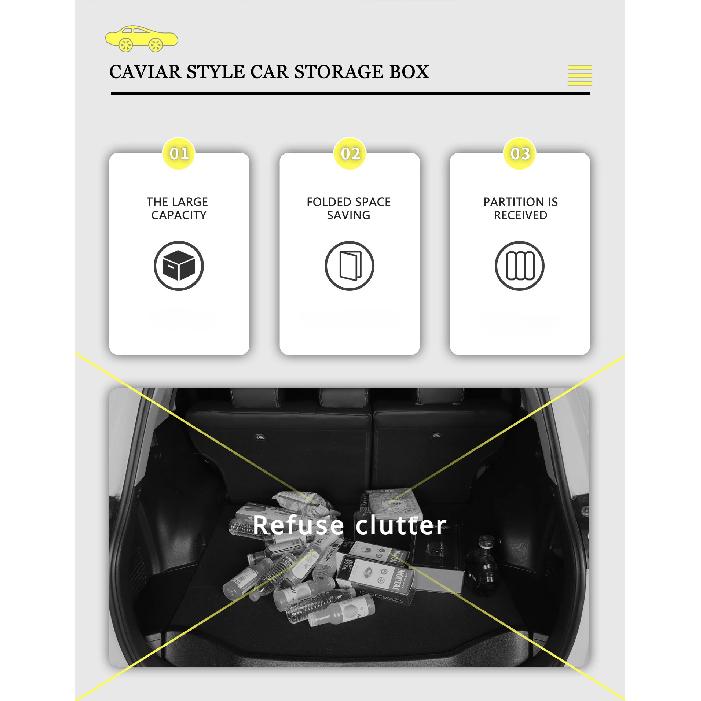Collapsible Car Storage Container - Practical and Durable Car Trunk Accessory Trunk Box / Bag Organizer Storage Box