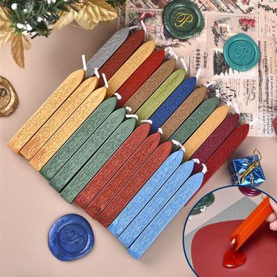 5 Stück Wachssiegelstäbe, antike Siegelwachsstäbe mit Docht für Briefmarken, Retro-Vintage-Wachssiegelstempel, Hochzeitseinladung