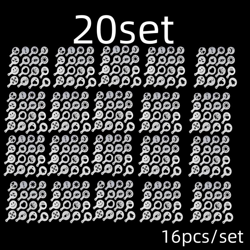 16Pcs/Set Coffee Mold Latte Cappuccino Barista Art Stencils Cake Duster Templates Coffee Accessories Milk Mold Coffe Decoration