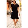 Women's Black Short Sleeve Six Ruffle Dress Arm-20y001032