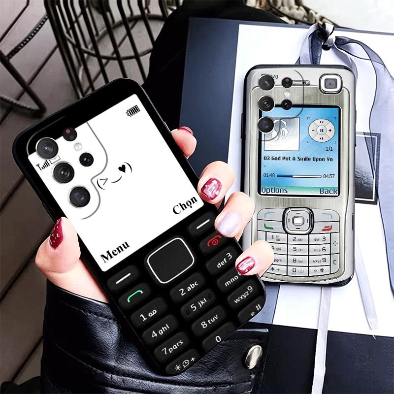 Funny Retro Callphone Soft Phone Case for Samsung Galaxy S26 S25 Edge S24 Ultra S23 Plus S22 S21 FE S20 Black Cover Back Shell