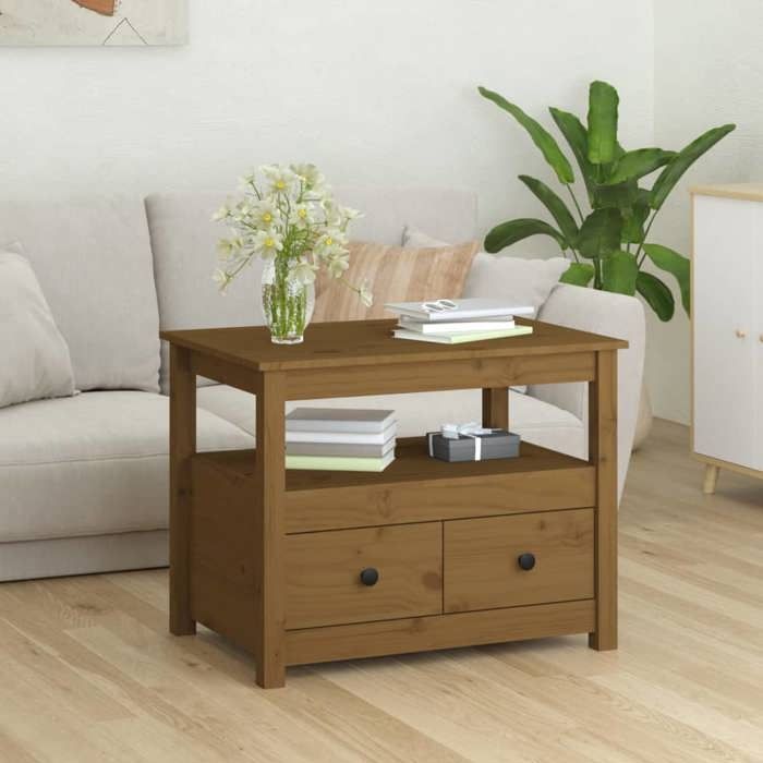 VidaXL Table basse Marron miel 71x49x55 cm Bois massif de pin 820939