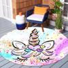 1Pc Cute Unicorn Circular Print Rug - Home Decoration Carpet For Living Room Bedroom Flooring Computer Chair Area Rug