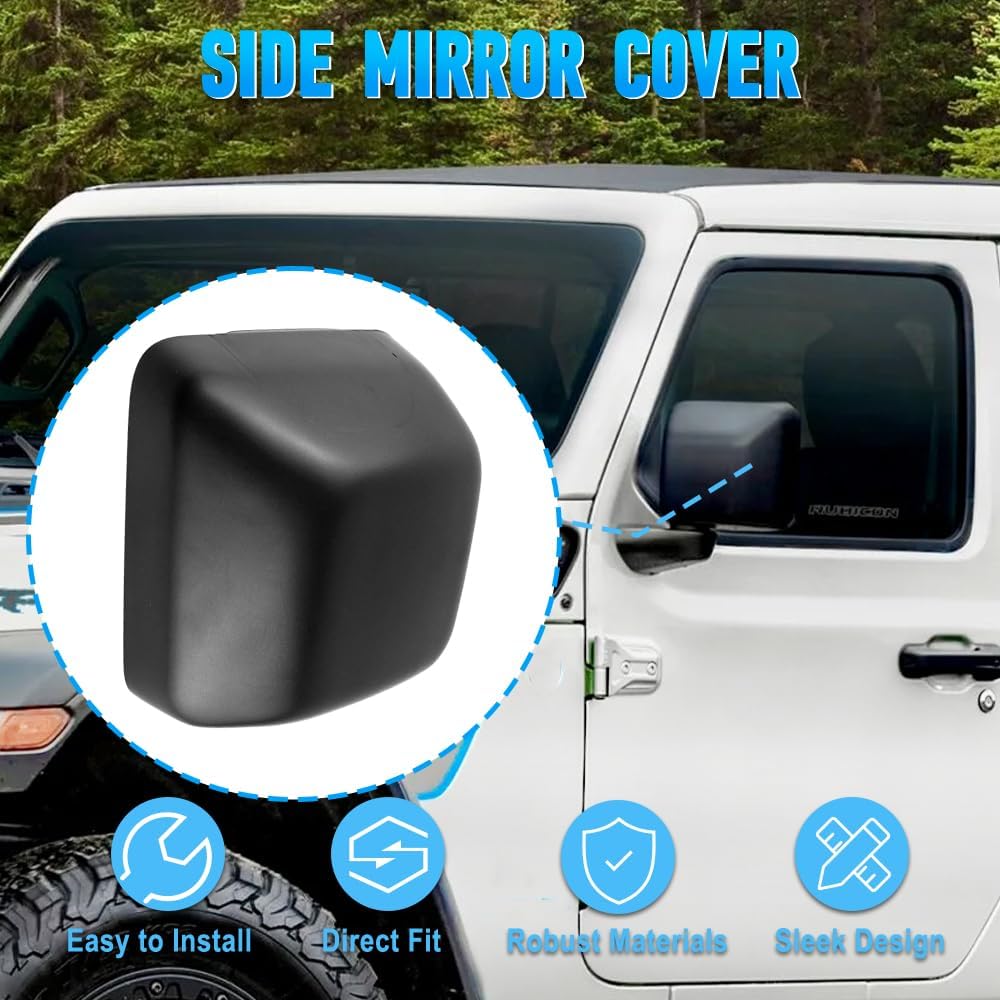 Exterior Rear View Mirror Cover Cap Left Driver Side, 2018-2023 Compatible with Jeep Wrangler JL, Exterior Rear View Mirror Housing Door Wing Mirror