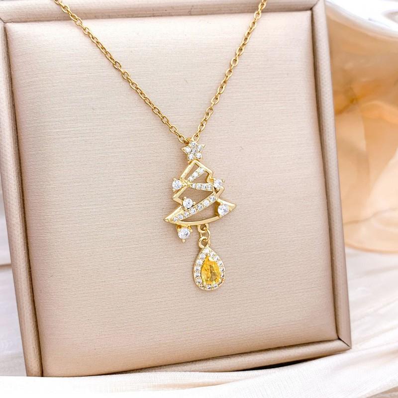 Christmas Necklace Women Titanium Steel Festive Design Trendy Accessory