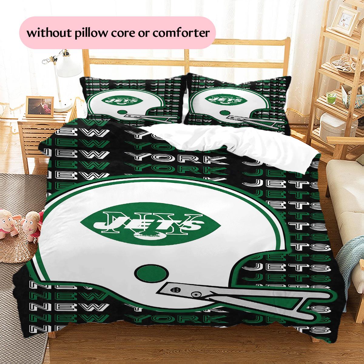 

New York Jets Pattern Bedding Quilt Set Home Decoration Gift (1 * duvet cover + 2 * pillowcase without core) 135x200cm