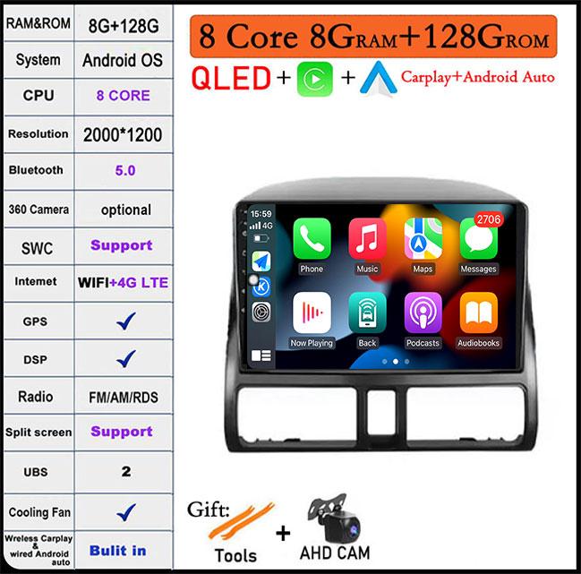 9 Lnch For Honda CR V 2 CRV 2001-2006 Android 14 Car Radio Multimedia Video Player GPS Navigation 4G Carplay Head Unit