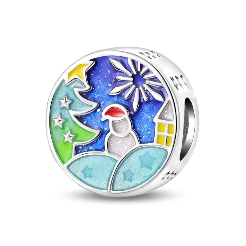 Winter Charm Romantic Snowflake Snowman Penguin Charm Beaded Jewelry Bracelet Accessories Copper