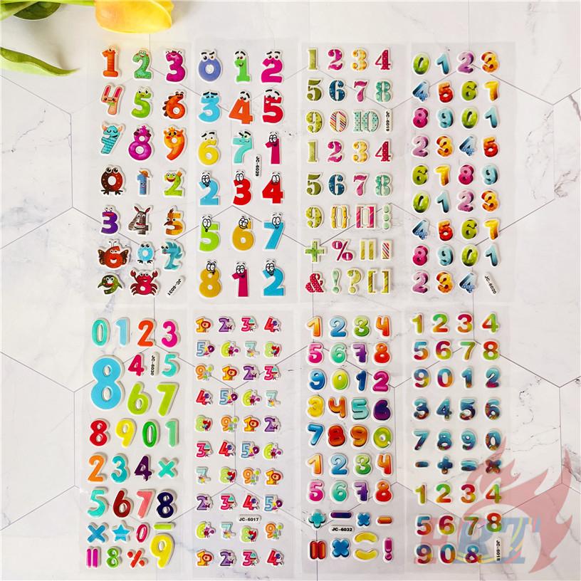 8Sheets/set Cartoon Numbers Rewards Sticker Puffy Bubble Toys Stickers