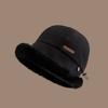 Soft Velvet Panama Hat Windproof Warm Cap Fashion Fluffy Fur Bucket Hat  Riding