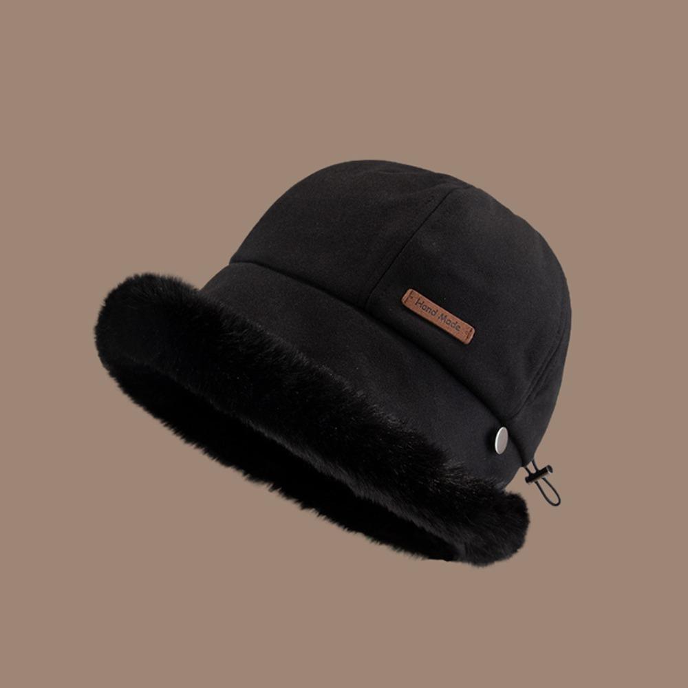 Windproof Fluffy Fur Bucket Hat Soft Warm Cap Cute Winter Fisherman Hat  Outdoor