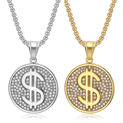 Europeisk och Amerikansk Gränsöverskridande Ny Hip-hop, Smycken, Förgyllt Diamantbesatt US-dollar Hänge Halsband