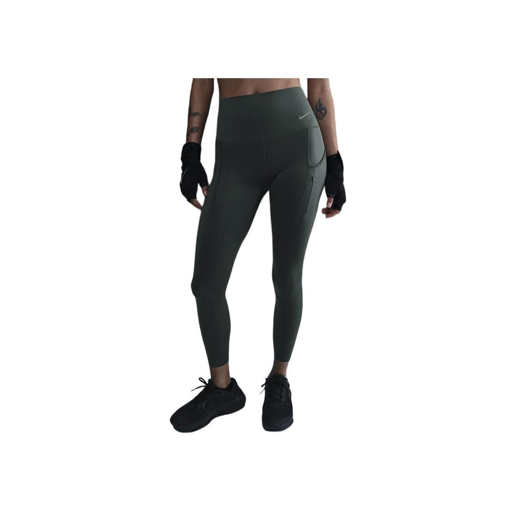 Nike Go Quick-Dry High-Waisted Solid Color Nine-Point Tight Sports Leggings Women leggings Green Black DQ5640-338